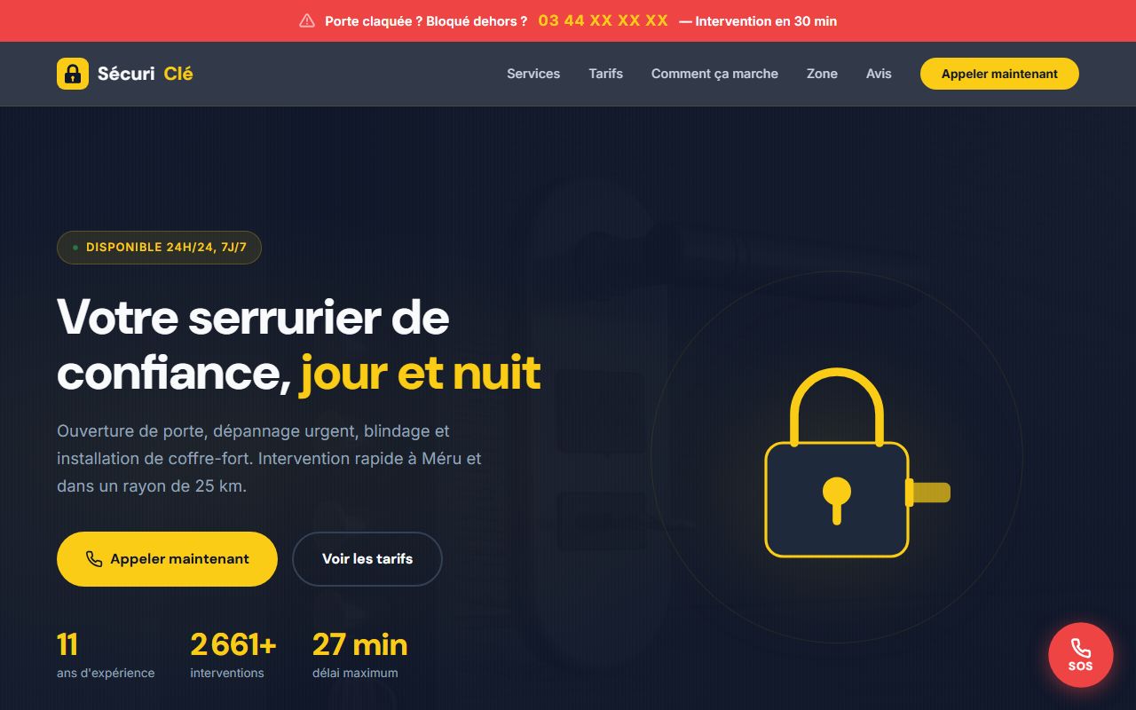 Aperçu de site serrurier créé par BizClic