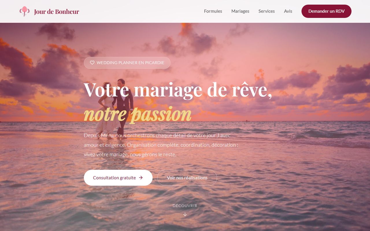 Aperçu de site Wedding planner